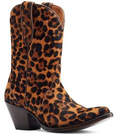 From Ariat&#x2C; the Women's Bandida Leopard Print Faux Fur Western Boots feature:Leopard print faux fur upper Pull onLeather lining Leather outsoleApprox. 9" boot shaft heightApprox. 8" boot shaft circumference Approx. 2.5" heel height Imported. Ariat Women, Western Style Boots, Leather Western Boots, Western Boots Women, Boot Print, Cowboy Boots Women, Material Girl, Brown Leopard, Cowboy Western