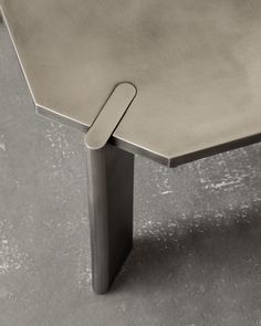 a close up view of a metal table