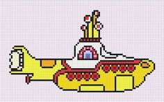 a cross stitch pattern of a yellow submarine