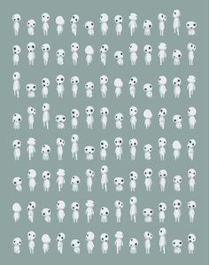 an image of many different types of alien heads on a gray background with white outlines