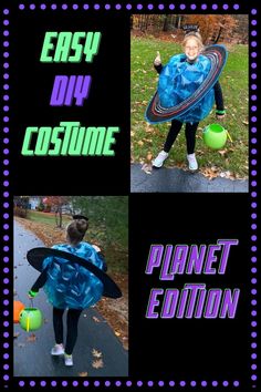 two pictures with the same image and text that says easy diy costume planet edition