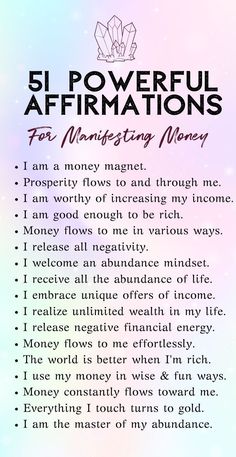 the five powerful affirmations for managing money