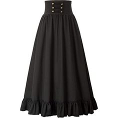 Victorian Maxi Vintage Skirt Black 95% Polyester, 5% Spandex Imported Choose Guide: 1.Size Is Smaller Than Casual ,So You Can Choose A Large Size. Hand Wash Only Zip Wearing Tips: Hold The Top Of The Zipper With One Hand So That The Zipper Chains Are Next To Each Other, And Hold The Zipper Puller With The Other Hand And Slowly Pull It Up From The Bottom To Prevent The Skirt Fabric From Getting Caught In The Zipper.You Can Also Polish The Zipper Chain With Wax To Help The Zipper Pull Up Smoothly. High Waist A Line Skirt, Pioneer Costume, Maxi Skirt Vintage, Victorian Skirt, High Waist Long Skirt, Prairie Skirt, Womens Maxi Skirts, Party Skirt, Skirt Vintage