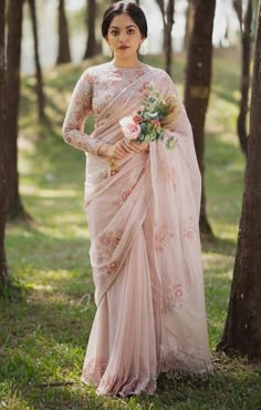 ahaana krishna in a pink saree by indras design for a photoshoot Wedding Dresses For Guests Elegant, Saree For Indian Wedding, Pastel Pink Saree, Wedding Dresses For Guests, Ahaana Krishna, Pink Sarees, Christian Bridal Saree, Reception Sarees, Reception Saree