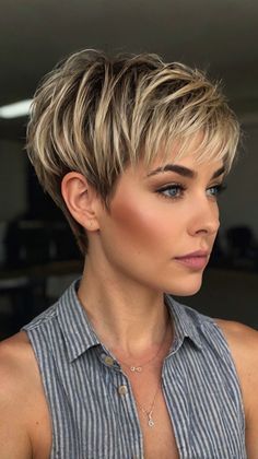 Best Guides for Feathered Short Bob 🌼 Short Layered Haircuts For Women, Choppy Pixie, Short Hair Back, Layered Haircuts For Women, Framing Highlights, Short Spiked Hair, Funky Short Hair, Short Hair Images, Short Hair Pixie Cuts