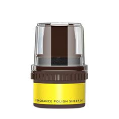 an image of a brown and yellow container with the lid open to show it's contents