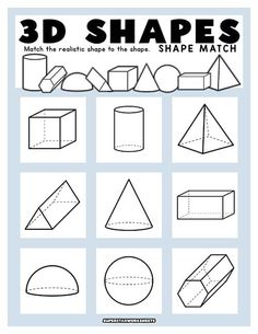 3d Shapes Nets, 3d Shapes Activities, Drawing Shapes, Shapes Flashcards, 3d Geometric Shapes, Shape Chart, 2d And 3d Shapes, Printable Shapes