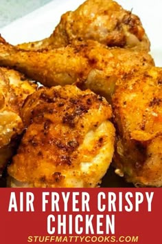 chicken wings with text overlay that reads air fryer crispy chicken wings recipe