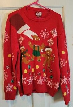 Red Holiday Sweatshirt For Winter, Gingerbread Outfit, Gum Drop, Muffin Man, Party Sweaters, Ginger Snap, Sweaters For Men, Rumor Has It, Snow Flake