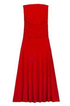 Same day shipping on Paloma Wool. Semi-sheer viscose dress/skirt with puckered sides. Fabric is 92% FSC Viscose 8% Elastane. Viscose Dress, Dress Skirt, Midi Dress, Bridesmaid Dresses, Wool, Red, Dresses, Fabric, How To Wear