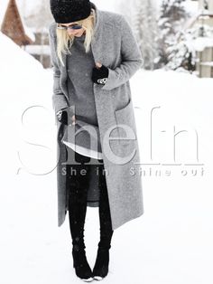 Minimalisticky Chic, Gray Coat, Looks Pinterest, Chique Outfits, Patterned Cardigans, Grey Coat, Looks Street Style