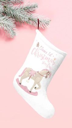 Baby's First Christmas Custom Christmas Stocking Gift For Baby Pink Aesthetic Christmas Stocking Aesthetic Christmas Stocking, Name Baby Girl, Personalized Christmas Stocking, Stocking Designs, Christmas Stocking Gifts