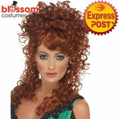 Red Country Western Wig for sale | eBay Saloon Girl Costumes, Saloon Girl, Western Bar, Cheveux Oranges, Red Ombre Hair, Saloon Girls, Victorian Hairstyles, Red Brown Hair, Halloween Wigs