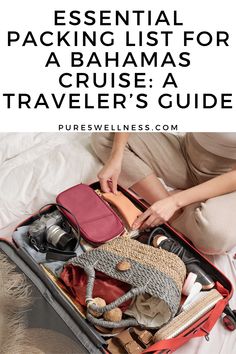 an open suitcase with the words essential packing list for a bananas cruise a traveler's guide