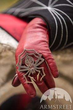 Angular Spider Web Ring for sale. Available in: brass, blackened brass, ruby red enamel (transparent) :: by medieval store ArmStreet Medieval Boots, Spider Design, Ren Fest, Gothic Shoes, Medieval Jewelry, Medieval Clothing, Costumes For Sale, Handmade Brass, Design Dress