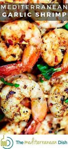 grilled mediterraneanan garlic shrimp is an easy and healthy dinner recipe that's ready in under 30 minutes