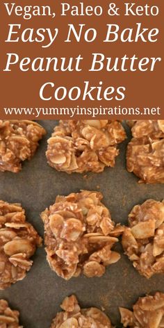 vegan, pale and keto easy no bake peanut butter cookies