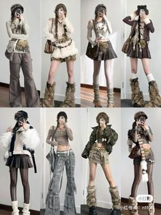 Emo Gyaru Fashion, Guangzhou Street Style, Douyin Street Fashion, Taobao Fashion Outfits, Dystopian Aesthetic Clothes, Brown Goth, Y3k Fashion