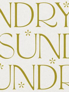 the words sandy sund are written in gold on a white background