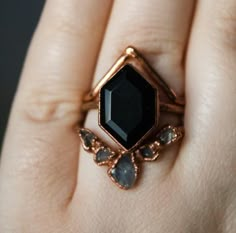 Copper Ring, Ring Stack, Ring Mens, Ring Fashion, Copper Rings, Mens Ring, Onyx Ring, Fashion Ring