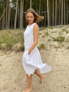 Vacation dress Summer linen dress Drop waist dress White | Etsy Summer Linen A-line Maxi Dress, Linen A-line Maxi Dress For Beach, Summer Beach A-line Linen Dress, Flowy Linen Casual Sundress, Vacation A-line Linen Midi Dress, Flowy Sleeveless Linen Dress For Daywear, Linen A-line Sundress For The Beach, Flowy Linen Sundress For Daywear, Flowy Linen Sundress