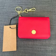 Brand New With Tag Hard To Find Steve Madden Bifold Mini Wallet Card Case Faux Leather Red Color Gold Hardware Bifolded With Snap Closure One Id Window Four Credit Card Slots Key Chain With Carabiner Approximately 4.5" X 3.5" Pet & Smoke Free Home Please See My Entire Collection Light Pink Hat, Steve Madden Wallet, Pink Quilts, Envelope Wallet, Card Holder Case, Card Case Wallet, Steve Madden Bags, Wallet Pattern, Credit Card Wallet