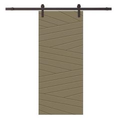 a brown curtain hanging from a metal rod with two hooks on the top and bottom