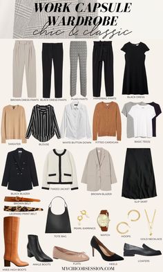 Work Capsule Wardrobe, Classic Work Outfits, Workwear Capsule, Capsule Wardrobe Women, Work Capsule, Classic Capsule Wardrobe, Business Professional Outfits, Capsule Wardrobe Work, Capsule Wardrobe Outfits