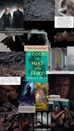 a collage of photos with the words'a court of mist and fury '