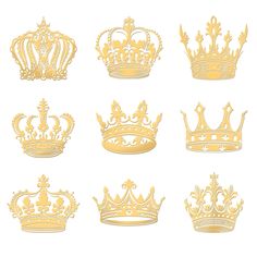 gold crown cutouts on white background