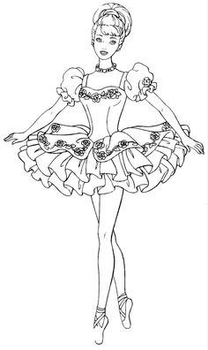 a ballerina girl in a tutu skirt coloring page