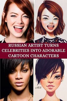 russian artist turns celebritys into adorable cartoon characters