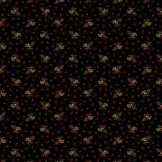 a black background with gold and red flowers