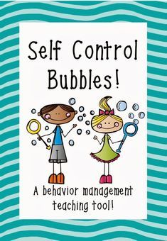 a sign that says self control bubbles with two children in the water and bubbles above them