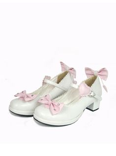 Buy White & Pink 1.8 Doll Closet, Fashion Shoes Heels, Kawaii Fashion Outfits, Pink Bows, Shoe Inspo, Moon Boots, Doll Shoes, Pretty Shoes, Cute Fits