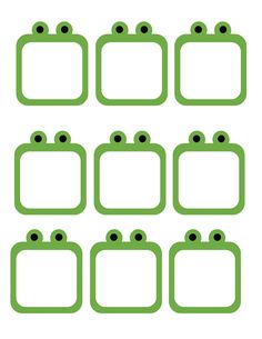 a set of green clipboard labels with black dots on each side and blank space for text