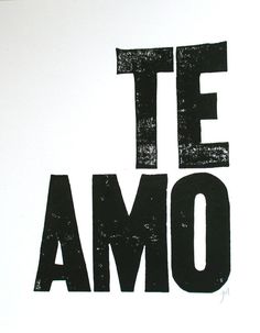 the words te amo are black and white