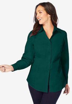 Our classic shirt new and improved with button-cuff and princess seams for shaping. Hidden snaps between buttons at bust to prevent gaping30" Cotton Poplin Shirt, Tunic Tank Tops, Ladies Of London, New And Improved, Princess Seams, Poplin Shirt, Sweater Blouse, Hoodie Dress, Classic Shirt