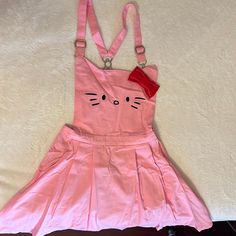 Brand New. It Was An Accidental Purchase, But Still Wanted To See It In Person. From An Asian Boutique Orsherlly. Hello Kitty Overalls, Outfit Core, Kitty Crafts, Kitty House, Velvet Pleated Skirt, Flared Skater Skirt, Hello Kitty Dress, Hello Kitty House, Clothes Wishlist