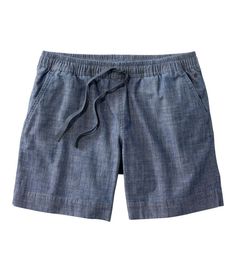 We've made chino tie shorts more comfortable than ever, in soft-washed organic cotton with stretch for ease. A drawstring elastic waist makes them easy to pull on and looks great too. Relaxed through hip and thigh. Inseam: 6". Mid-Rise (Favorite Fit): Sits below waist. Lightweight and comfortable in 98% organic cotton with 2% spandex. Machine wash and dry. Side and back welt pockets. Imported. Fit: Mid-Rise/Favorite | Women's Lakewashed Dock Shorts, Mid-Rise Chambray, Cotton Blend Short Weave, Chambray Shorts, Tie Shorts, Skorts, Ll Bean, L L Bean, The Outdoors, Chambray, Warm Weather