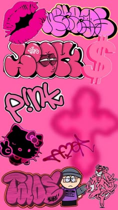 some graffiti art on a pink background