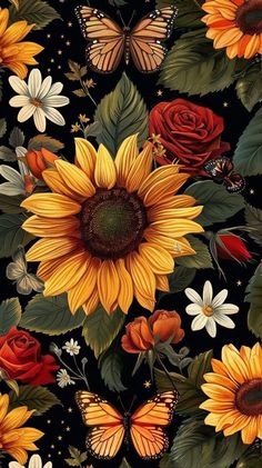 Fall Sunflowers Wallpaper, Halloween Sunflower Wallpaper, Iphone Wallpaper Witchy, Fall Floral Aesthetic, Autumn Phone Backgrounds, Halloween Iphone Wallpaper, Background Sunflower, Sunflower Aesthetic