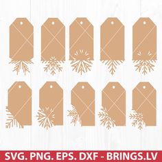 snowflake tags svg cut file