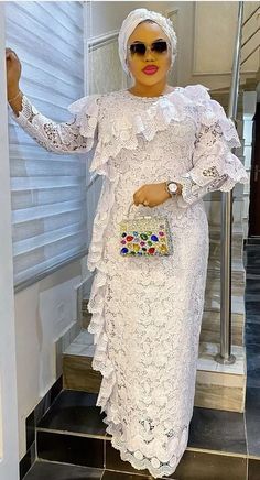 Dazzling latest asoebi lace Bella style by paulprooffashion - Long dres - Afrikrea Bubu Gown Styles Lace, White Lace Styles, Cord Lace Gown Styles, Lace Gown Styles Nigerian, Latest Lace Styles, Nigerian Lace Dress, Lace Kaftan, White Lace Gown