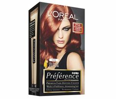 Preference P50 Intense Amber Auburn                                                        ... Red Hair Dye Colors, Loreal Preference, Deep Red Hair Color, Deep Red Hair, Brown Hair Color Shades, Dark Red Hair Color, Dark Red Lips, Dyed Red Hair, Hair Dyes