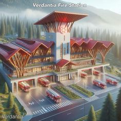 an artist's rendering of the verdanta fire station in vancouver, canada