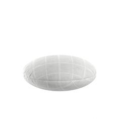 a round white pillow on a white background