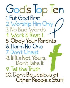 a poster with the words god's top ten