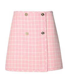 Best price on the market at italist | Versace Pink Virgin Wool Blend Miniskirt Chanel Camellia Flower, Versace Skirt, Versace Pink, Chanel Camellia, Moncler Women, Versace Couture, Fashion Moodboard, Checkerboard Pattern, Trend Style