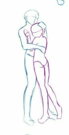 a drawing of two people hugging each other